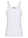 Dolce & Gabbana Classic Fit Cotton Blend Tank Top With Ribbed Texture In White