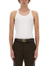 Dolce & Gabbana Classic Fit Cotton Blend Tank Top With Ribbed Texture In White