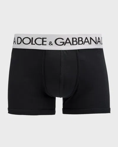 DOLCE & GABBANA MEN'S COTTON WAISTBAND-LOGO BOXER BRIEFS