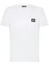 Dolce & Gabbana White Crewneck T-shirt With Logo Plate In Cotton Man In White