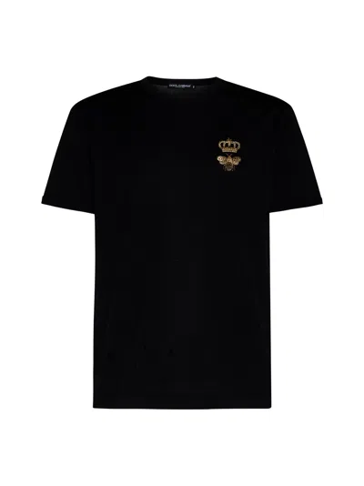 DOLCE & GABBANA DOLCE & GABBANA MEN CROWN AND BEE COTTON T-SHIRT