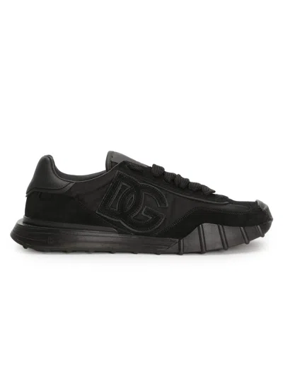 Dolce & Gabbana Men's D & G Suede Low-top Sneakers In Black