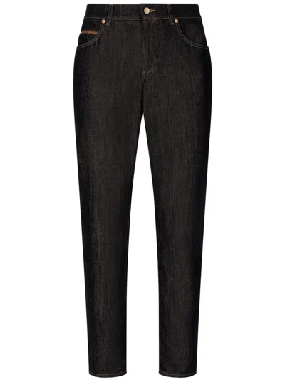 Dolce & Gabbana Logo Plaque Straight-legged Jeans In Multicolor