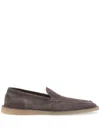 Dolce & Gabbana Logo Suede Loafers In Grigio Piombo