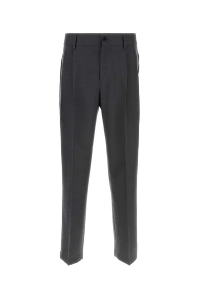 Dolce & Gabbana Trousers Wool Blend Pleated Front In Gray