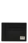 Dolce & Gabbana Logo Plaque Dauphine Leather Cardholder In Black