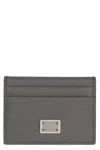 Dolce & Gabbana Men's Dauphine Print Leather Card Holder In Grey