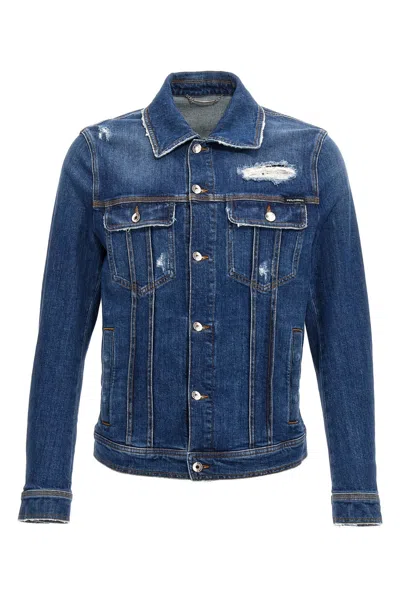DOLCE & GABBANA DOLCE & GABBANA MEN DENIM JACKET WITH USED EFFECT