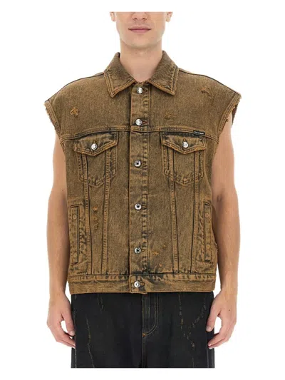 Dolce & Gabbana Men's Denim Vest | Size 50 | G9anwd In Multicolour