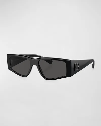 Dolce & Gabbana Men's Dg Acetate Rectangle Sunglasses In Black