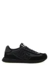 Dolce & Gabbana Round Toe Leather Sneakers With Suede Accents In Black