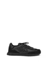 Dolce & Gabbana Round Toe Leather Sneakers With Suede Accents In Black