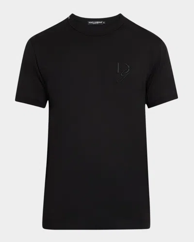Dolce & Gabbana Men's Dg Embroidered Cotton T-shirt In Black
