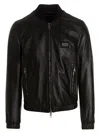 Dolce & Gabbana Logo Plaque Hooded Leather Jacket