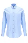 Dolce & Gabbana Long-sleeved Stretch Cotton Shirt In Blue