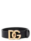 Dolce & Gabbana Black Signature Logo Buckle Belt In Black
