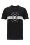 Dolce & Gabbana Black Cotton T-shirt With Large Interlocking Logo Print In Black