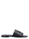 Dolce & Gabbana Black Sandals With Dg Logo Cut-out In Leather Man In Black