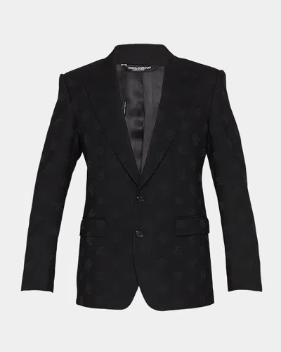 Dolce & Gabbana Men's Dg Monogram Jacquard Tuxedo Jacket In Black
