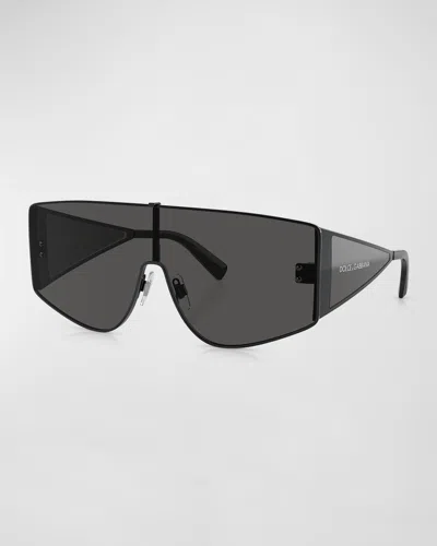 Dolce & Gabbana Men's Dg2305 Metal Shield Sunglasses In Black