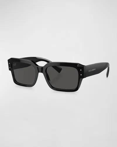 Dolce & Gabbana Men's Dg4460 Acetate Rectangle Sunglasses In Dark Grey