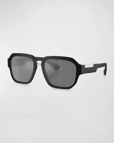 Dolce & Gabbana Men's Dg4464 Acetate Double-bridge Aviator Sunglasses In Matte Black