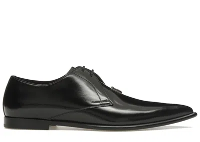 Pre-owned Dolce & Gabbana Men's  Achille Derby Sneakers Buff Nappa Calfskin Sneakers In Black