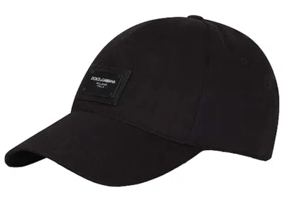 Pre-owned Dolce & Gabbana Men's  Branded Plate Baseball Cap In Black