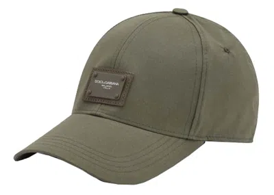 Pre-owned Dolce & Gabbana Men's  Branded Plate Baseball Cap In Green