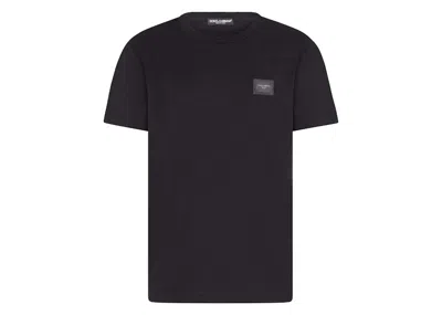 Pre-owned Dolce & Gabbana Men's  Cotton Branded Plate T-shirt In Blue