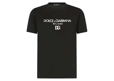 Pre-owned Dolce & Gabbana Men's  Cotton Dg Embroidery And Patch T-shirt In Black