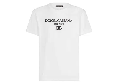 Pre-owned Dolce & Gabbana Men's  Cotton Dg Embroidery And Patch T-shirt In White