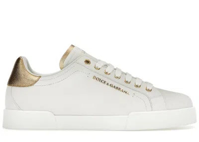 Pre-owned Dolce & Gabbana Men's  Dolce＆gabbana Portofino Light Sneakers In White/gold