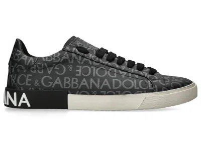 Pre-owned Dolce & Gabbana Men's  Dolce＆gabbana Portofino Vintage Sneakers In Black/grey