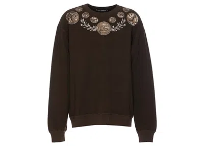 Pre-owned Dolce & Gabbana Men's  Graphic Print Sweatshirt In Brown