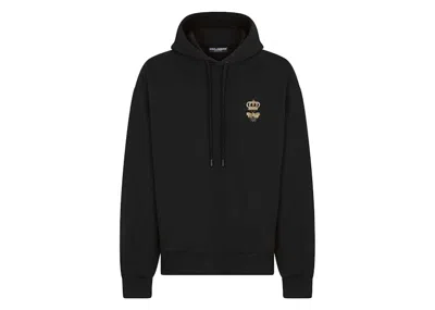 Pre-owned Dolce & Gabbana Men's  Jersey Embroidery Hoodie In Black