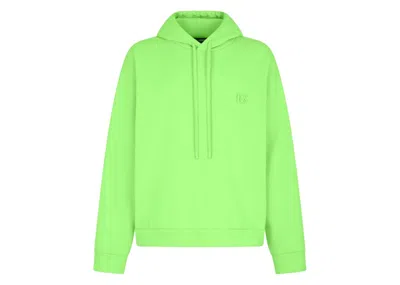 Pre-owned Dolce & Gabbana Men's  Jersey Metal Dg Logo Hoodie In Green