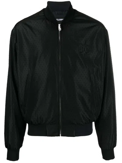 Pre-owned Dolce & Gabbana Men's  Logopatch Bomber Jacket In Black