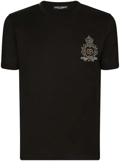 Pre-owned Dolce & Gabbana Men's  Logopatch Cotton T-shirt In Black