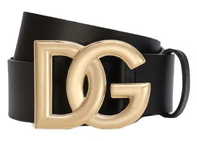 Pre-owned Dolce & Gabbana Men's  Lux Leather Crossover Dg Logo Buckle Belt In Multi