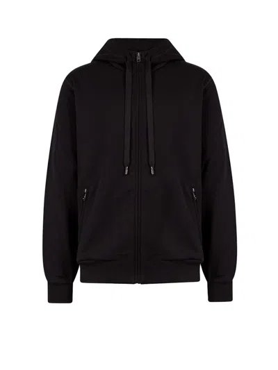 Pre-owned Dolce & Gabbana Men's  Man Cotton Stretch Frontal Logo Patch Sweatshirt In Black