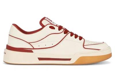 Pre-owned Dolce & Gabbana Men's  New Roma Sneakers In Ivory/red