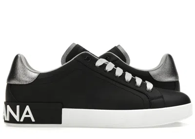 Pre-owned Dolce & Gabbana Men's  Portofino Sneakers In Black/silver