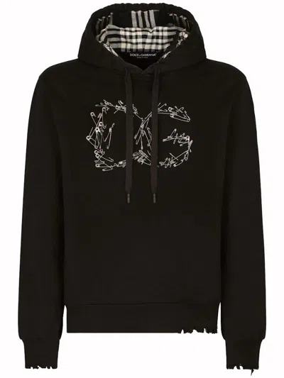 Pre-owned Dolce & Gabbana Men's  Safetypin Logo Hoodie In Black