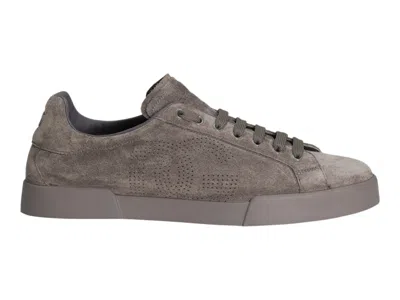 Pre-owned Dolce & Gabbana Men's  Sneaker Strobel Portofino Light Sneakers In Dark Grey In Gray