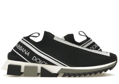 Pre-owned Dolce & Gabbana Men's  Sorrento Logo Slip On Sneakers In Black/grey/white