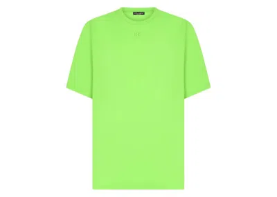 Pre-owned Dolce & Gabbana Men's  Technical Jersey Metallic Dg Logo T-shirt In Green