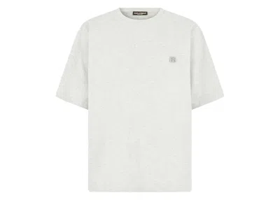 Pre-owned Dolce & Gabbana Men's  Technical Jersey Metallic Dg Logo T-shirt In Grey