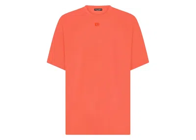 Pre-owned Dolce & Gabbana Men's  Technical Jersey Metallic Dg Logo T-shirt In Pink