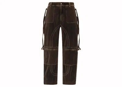 Pre-owned Dolce & Gabbana Men's  Velvet Cargo Trousers In Brown